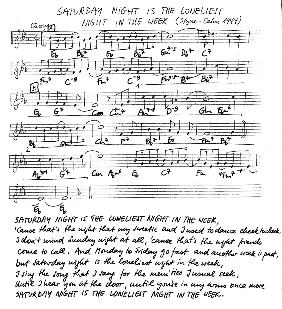 saturday night is the loneliest night leadsheet – book us for your next 20s or gatsby event